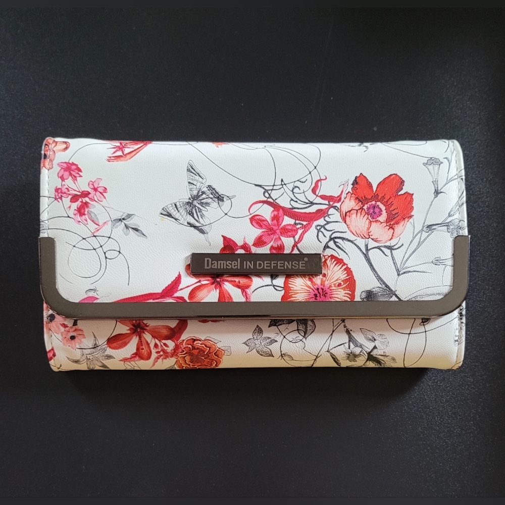 DAMSEL IN DEFENSE Wallet Shelly Floral RFID Protection Fold Over Clutch Purse